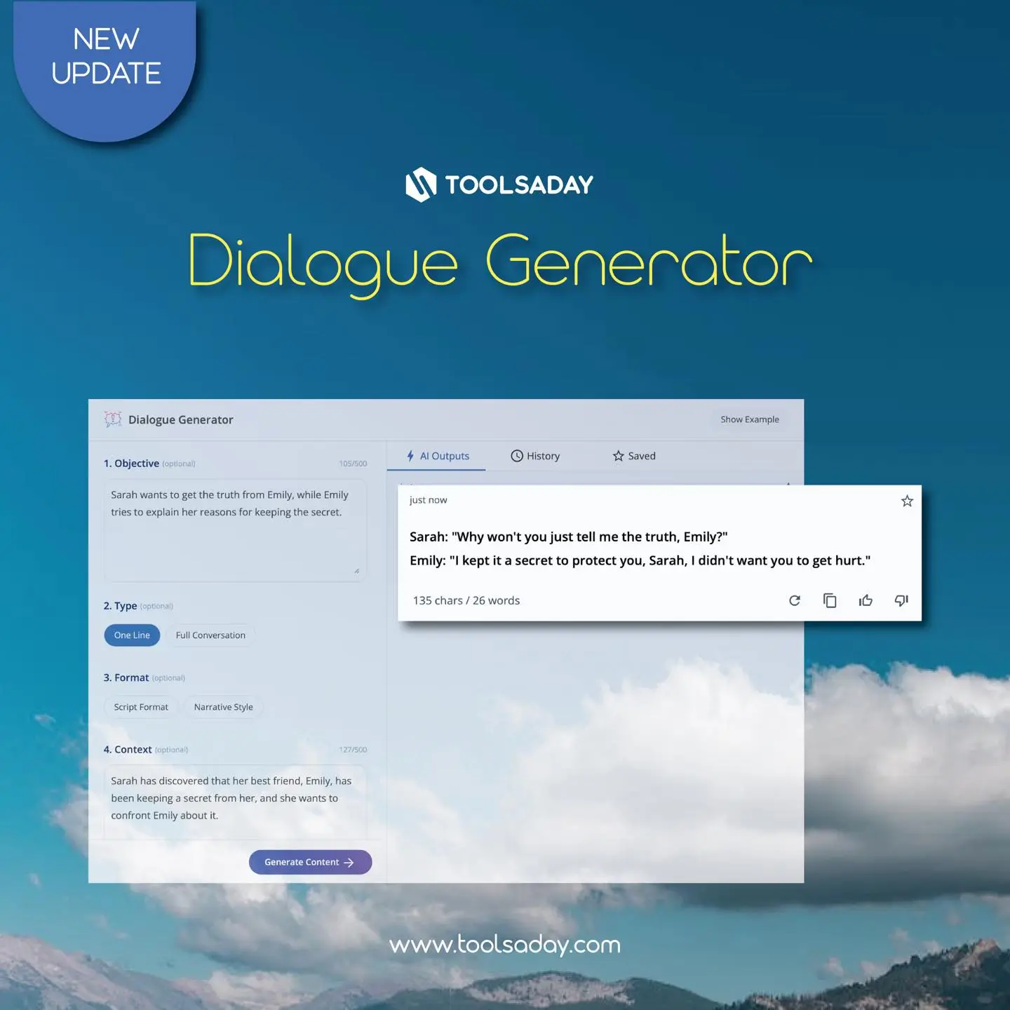 Poster for AI Dialogue Generator Tool